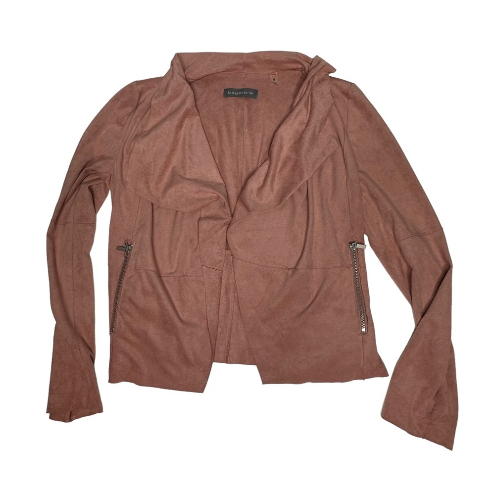 Like New Bagatelle Faux Suede Dusty Rose Draped Front Jacket s - Picture 4 of 11